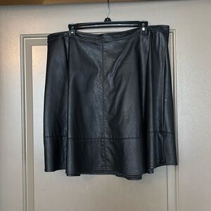 Faux leathered skater skirt